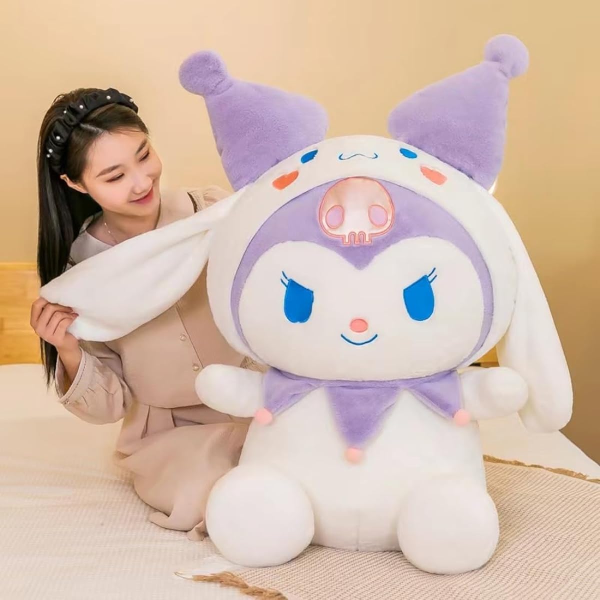 UOAO Kuromi Plush Toy Kuromi Toy Kuromi Goods Pillow Gift for Kids Birthday Present Kuromi Plush Sleeping Pillow Huge Kuromi Plush Kuromi Body Pillow Cute Moe Girl Party Supplies Cute Present (2024 Kuromi - Purple 100cm)