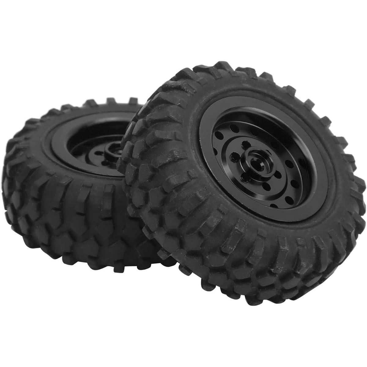 Drfeify 55mm/2.2inch 1/10 Scale Rubber Tire & Wheel Rim Anti-Skid Fit for WPL D12 Model Parts (Black BL)