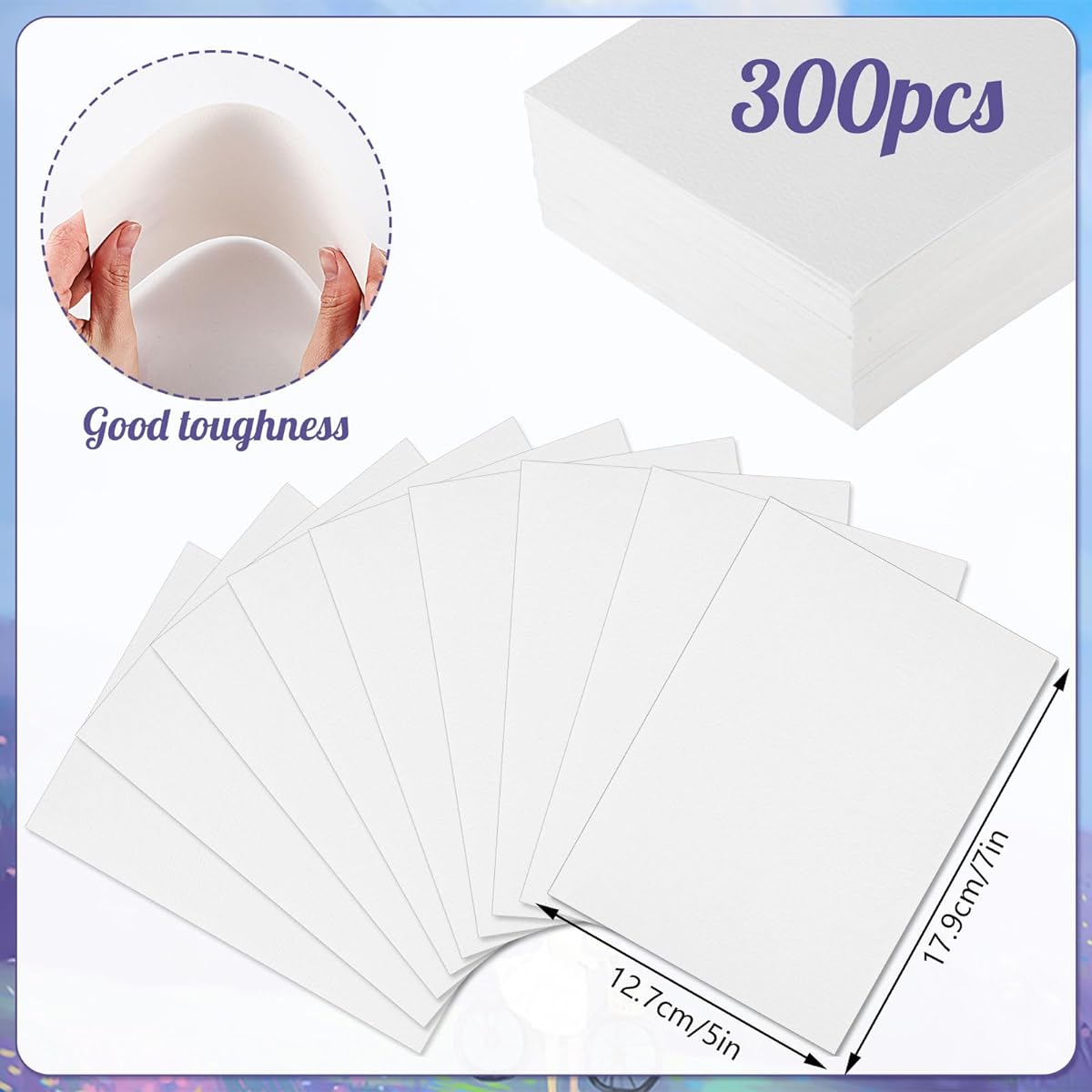 Watercolor Paper Bulk 300 Sheets 140lb/300GSM Cold Press Paper White Water Color Paper Kids Students Adults Artists Beginners Drawing Gift Card