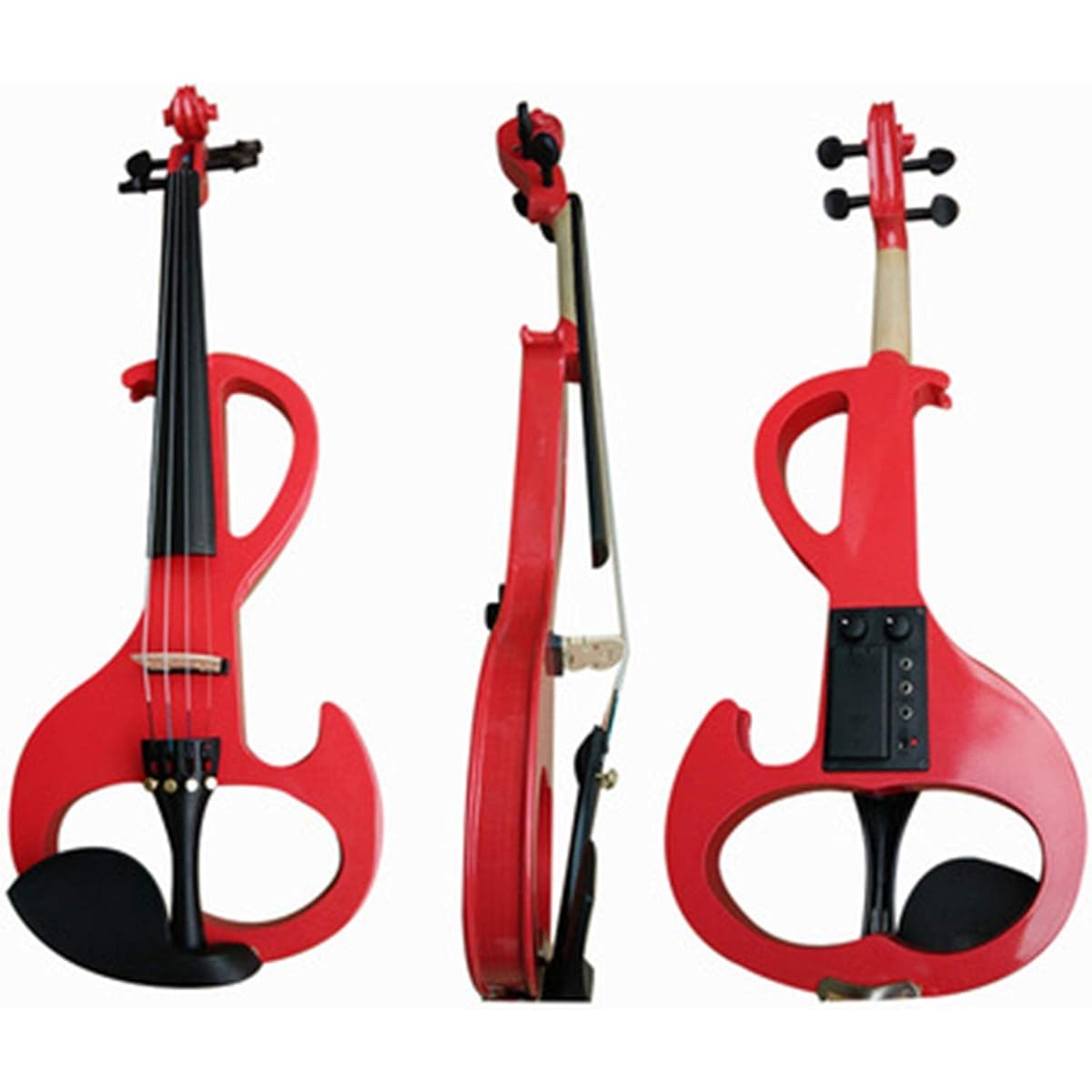 Violin Fully Handmade High-End Performance White Red Electronic Violin Electric Acoustic Violin Musical Instrument (Color: Red)