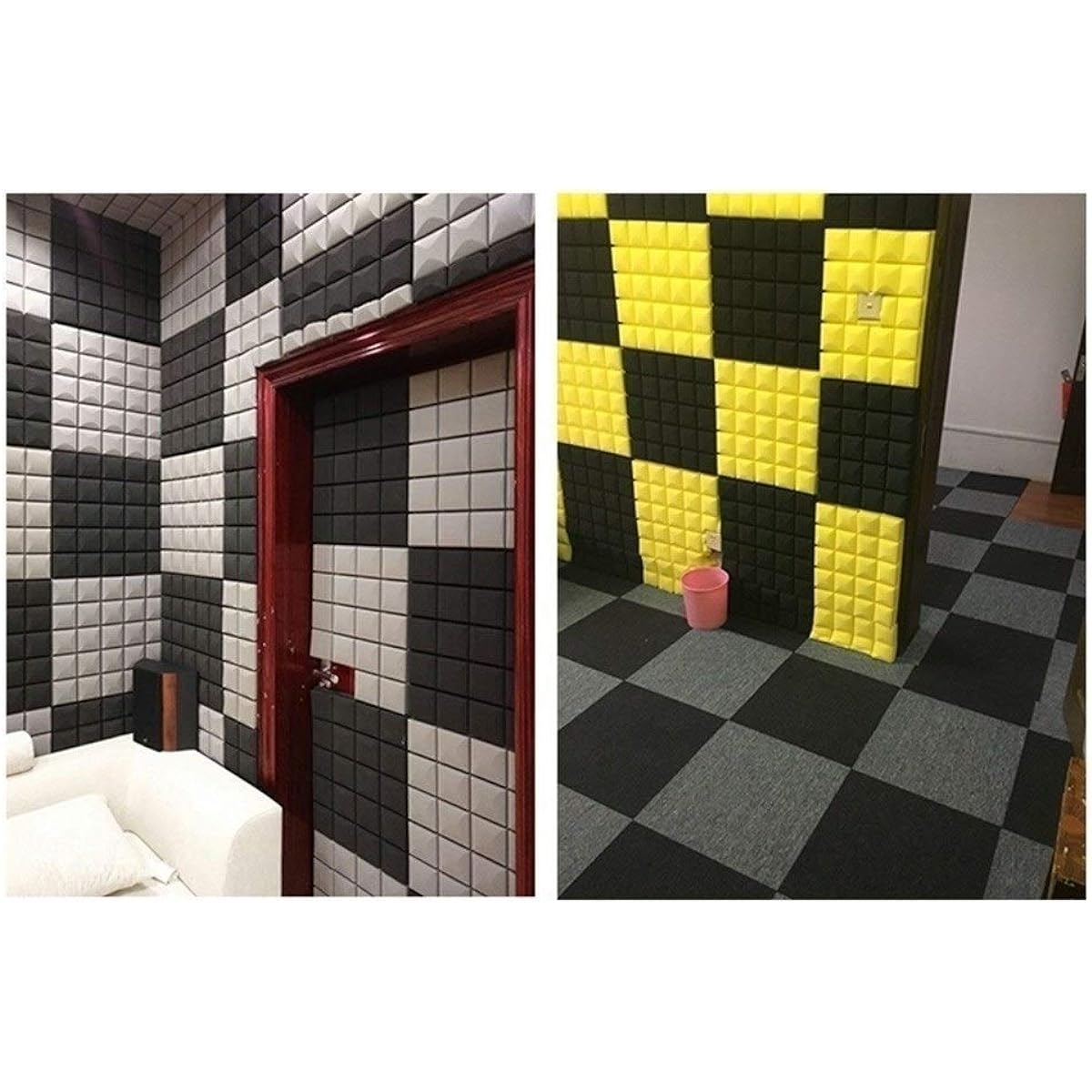 Wall Decorative Acoustic Panels, Dance Room Sound Absorbing Cotton Flame Retardant Acoustic Premium Acoustic Foam (Black) (Black)