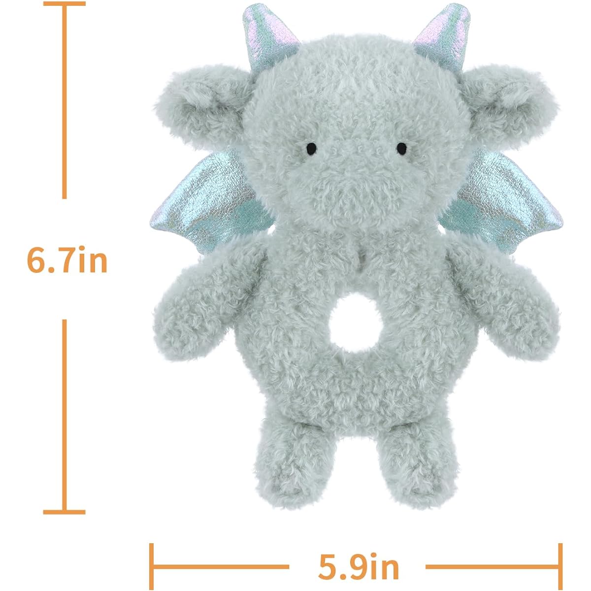Apricot Lamb Newborn Dragon Donut Ring Rattle Stuffed Animal 12cm Height