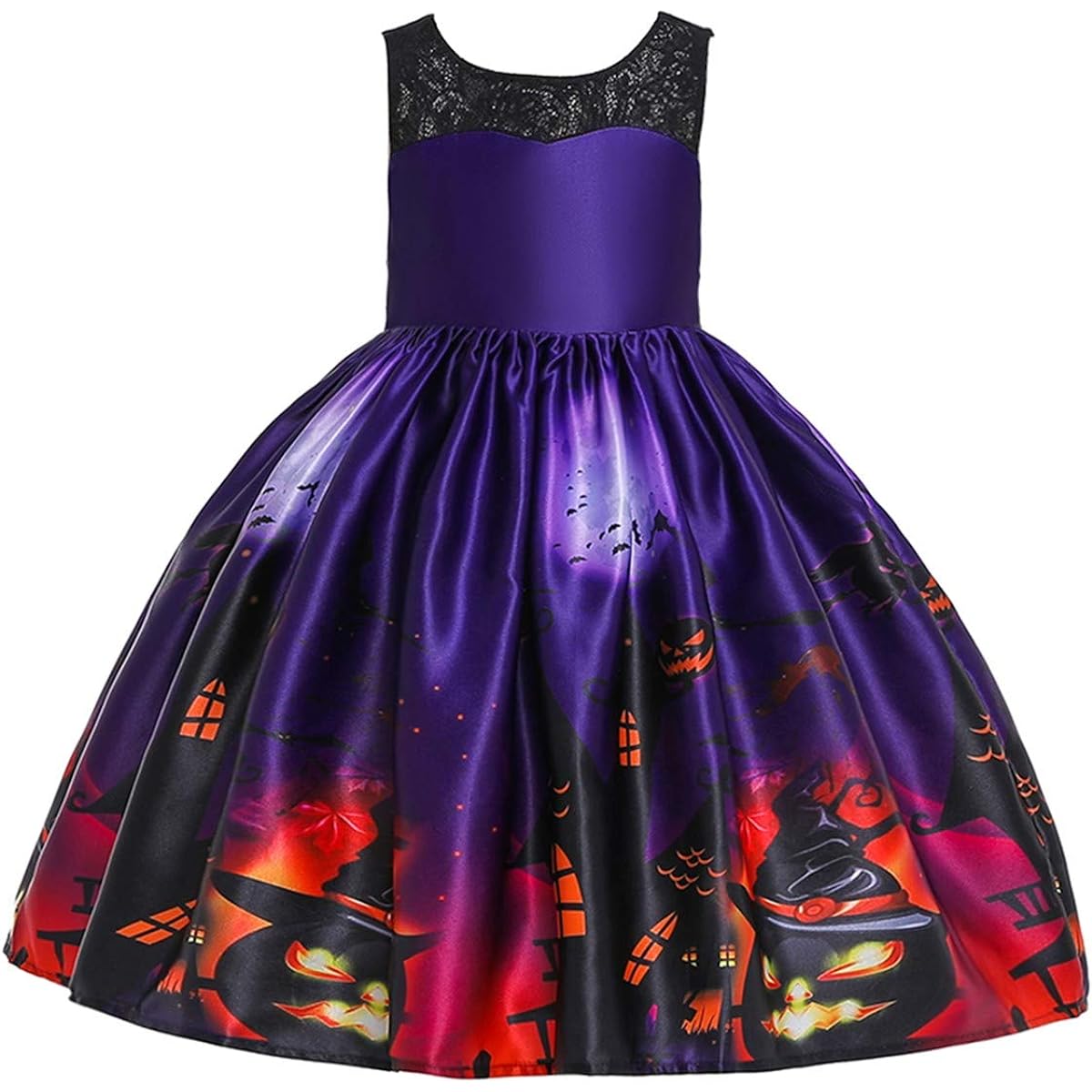 IZKIZF Kids Girls Halloween Party Costume Witch Ghost Pumpkin Skull Cosplay Fancy Dress Up Outfit with Witch Hat