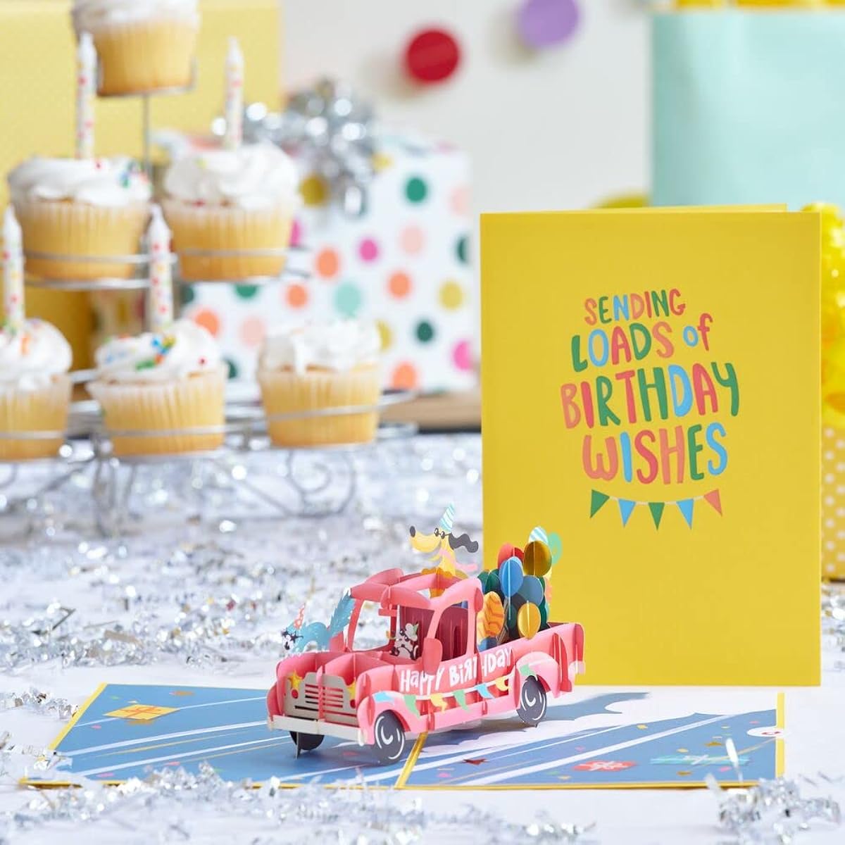 Lovepop Birthday Truck with Pop Up Gift Birthday Card Handmade 3D Pop Up Greeting Card Birthday Card 5 x 7 Inch