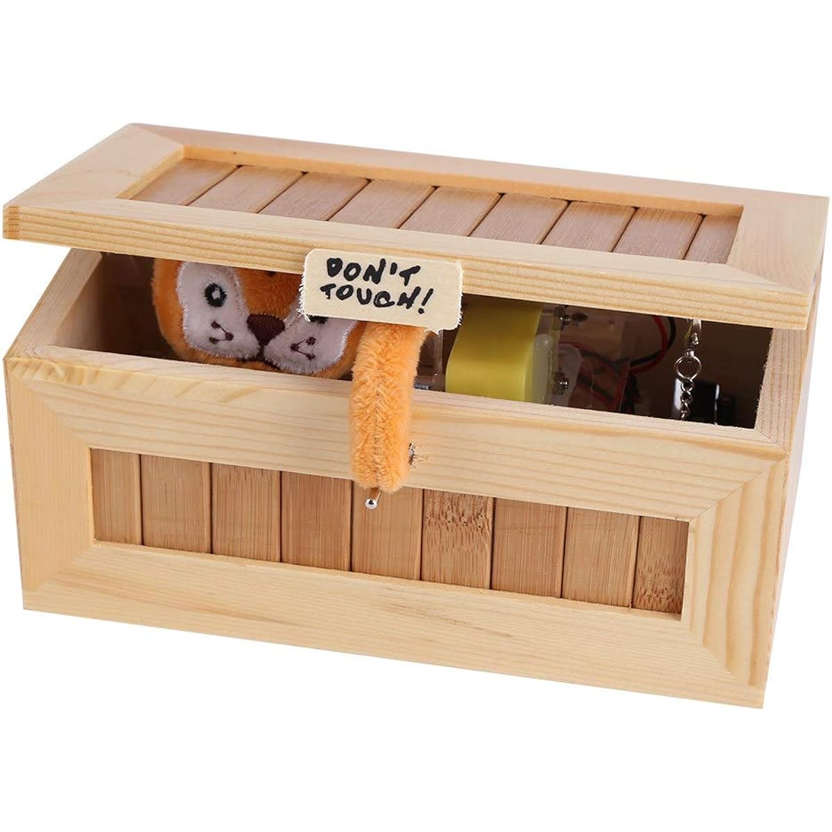 Don't Touch the Useless Box Idle Machine Cute Tiger & Surprise Most Useless Attitude Box Wooden Wood USB Electronic Box Cute Tiger Funny Interactive