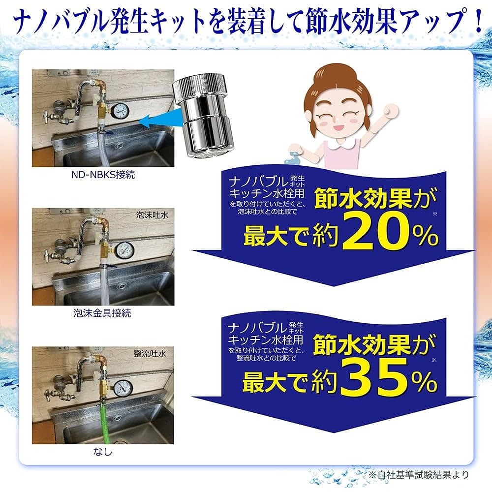 Nippon Denko (NIHON DENKO) Made in Japan Nano Bubble Generator for Kitchen Faucets (Foam/Round Type) ND-NBKS No Tools Required Easy Installation Nano Bubble Water Saving