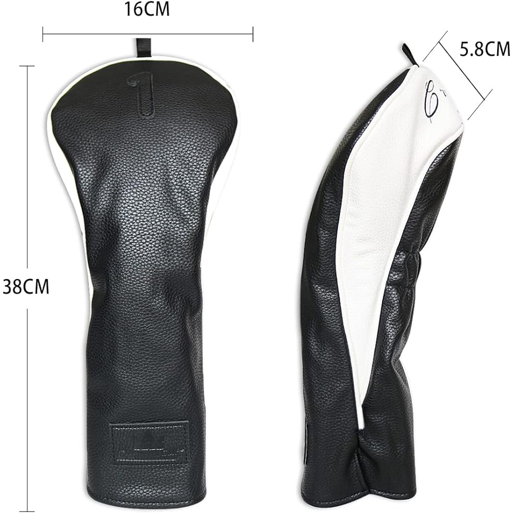 CRAFTSMAN Golf Wood Cover Club Head Cover Set/Single Item for Driver/Fairway Wood/Utility (Number Tag Included) Three Piece Design Black