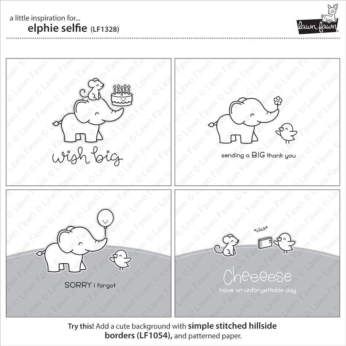 Lawn Fawn Clear Stamps 4"X6"-Elphie Selfie -LF1328
