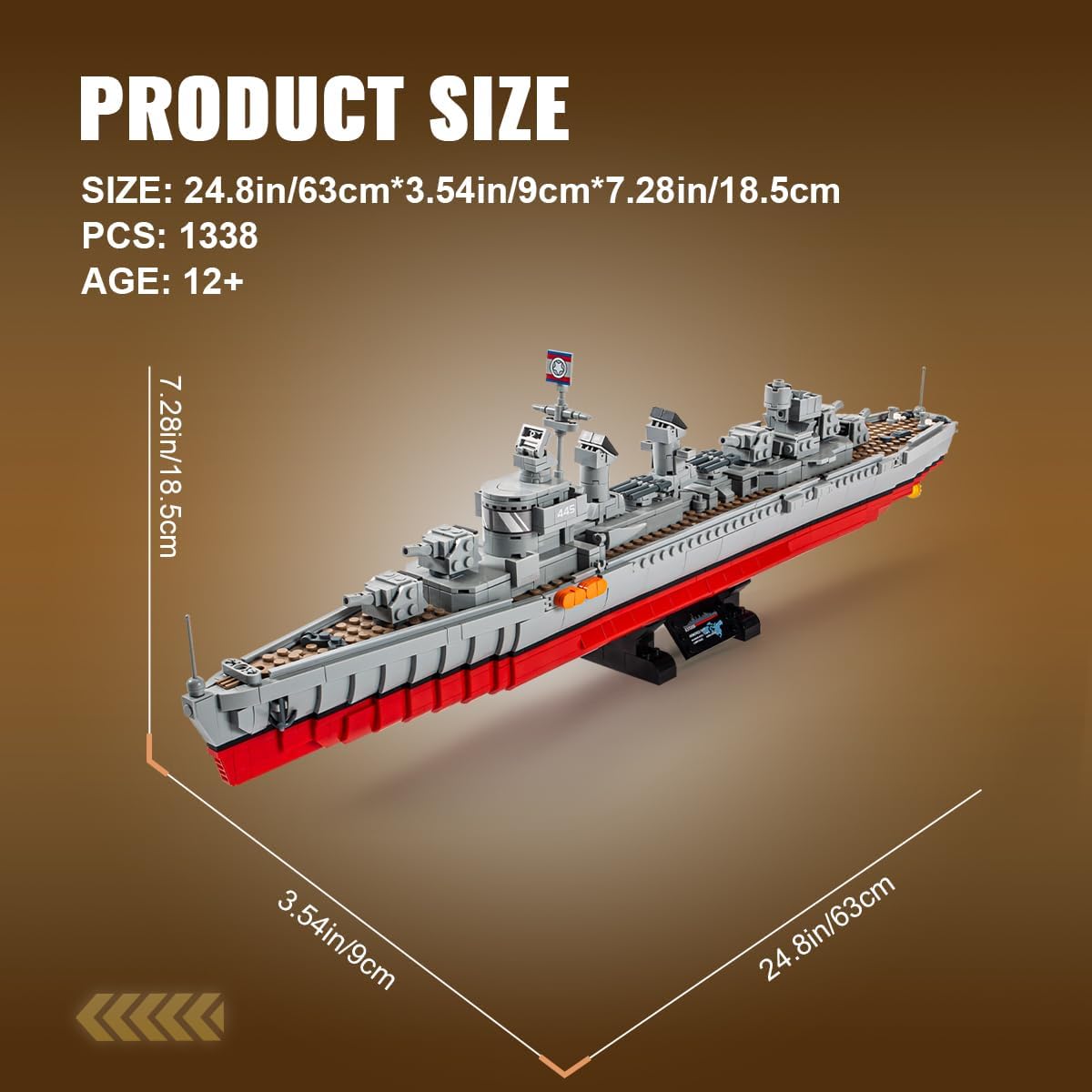 DAHONPA Fletcher Class Destroyer Military Battleship Building Blocks Kit 1731 Pieces Bricks STEM Toys for Adults