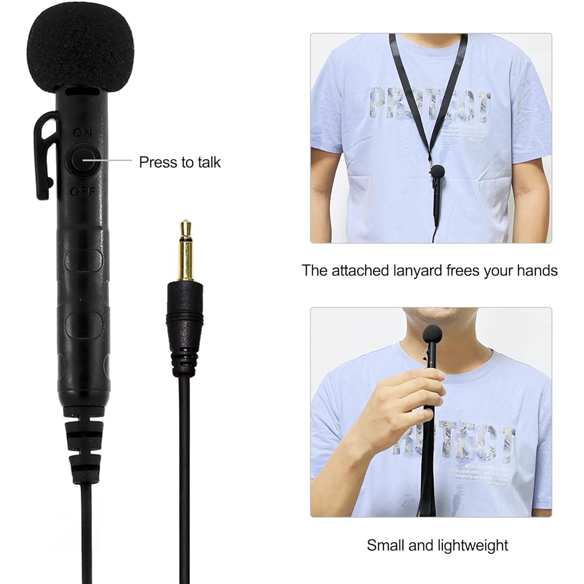 Mini Microphone for Audio Amplifier 3.5mm Small Handheld Microphone for Teachers Small Microphone with Strap