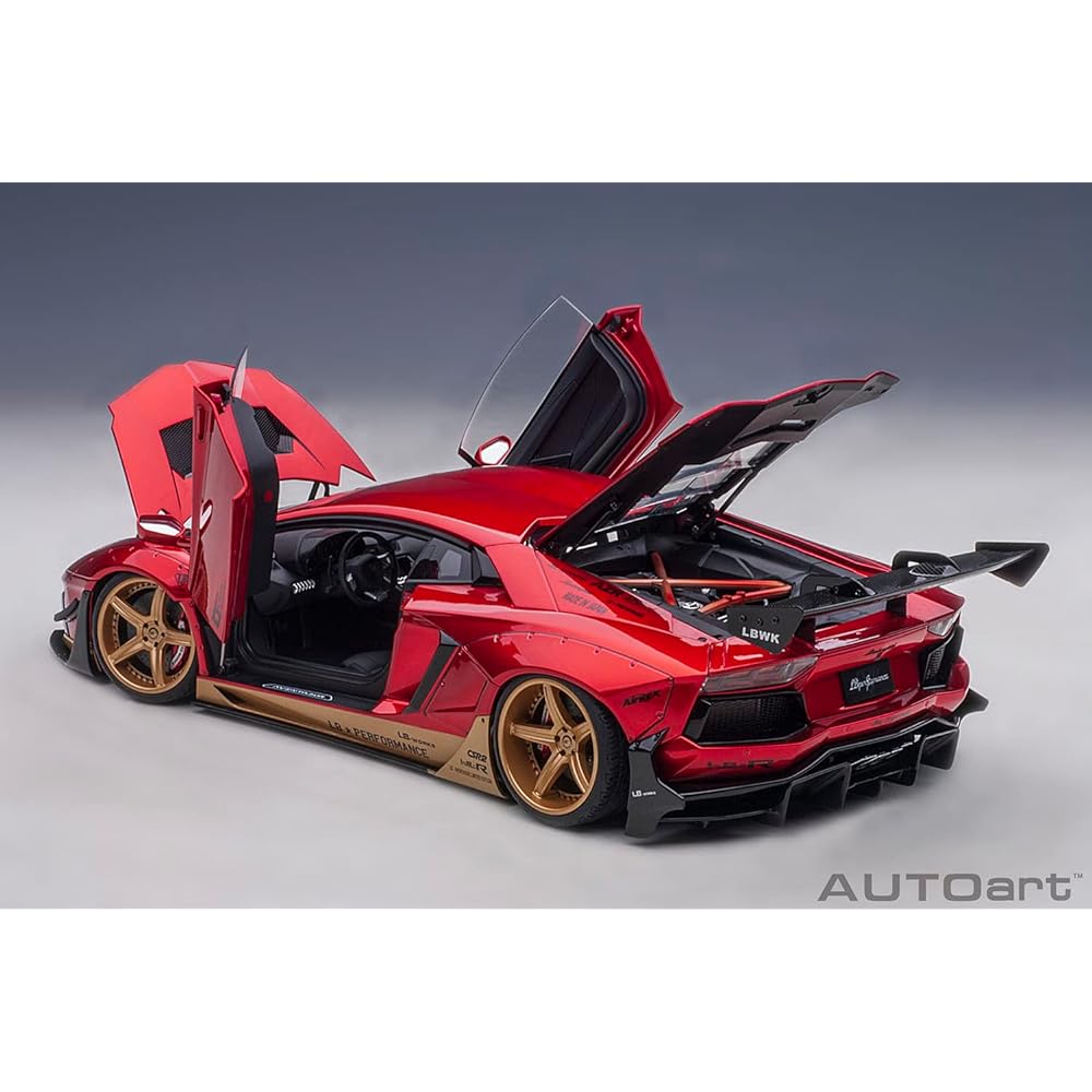 AUTOart 1/18 Liberty Walk LB-WORKS Lamborghini Aventador Limited Edition Hyper Red/Gold Accent Finished Product 79182