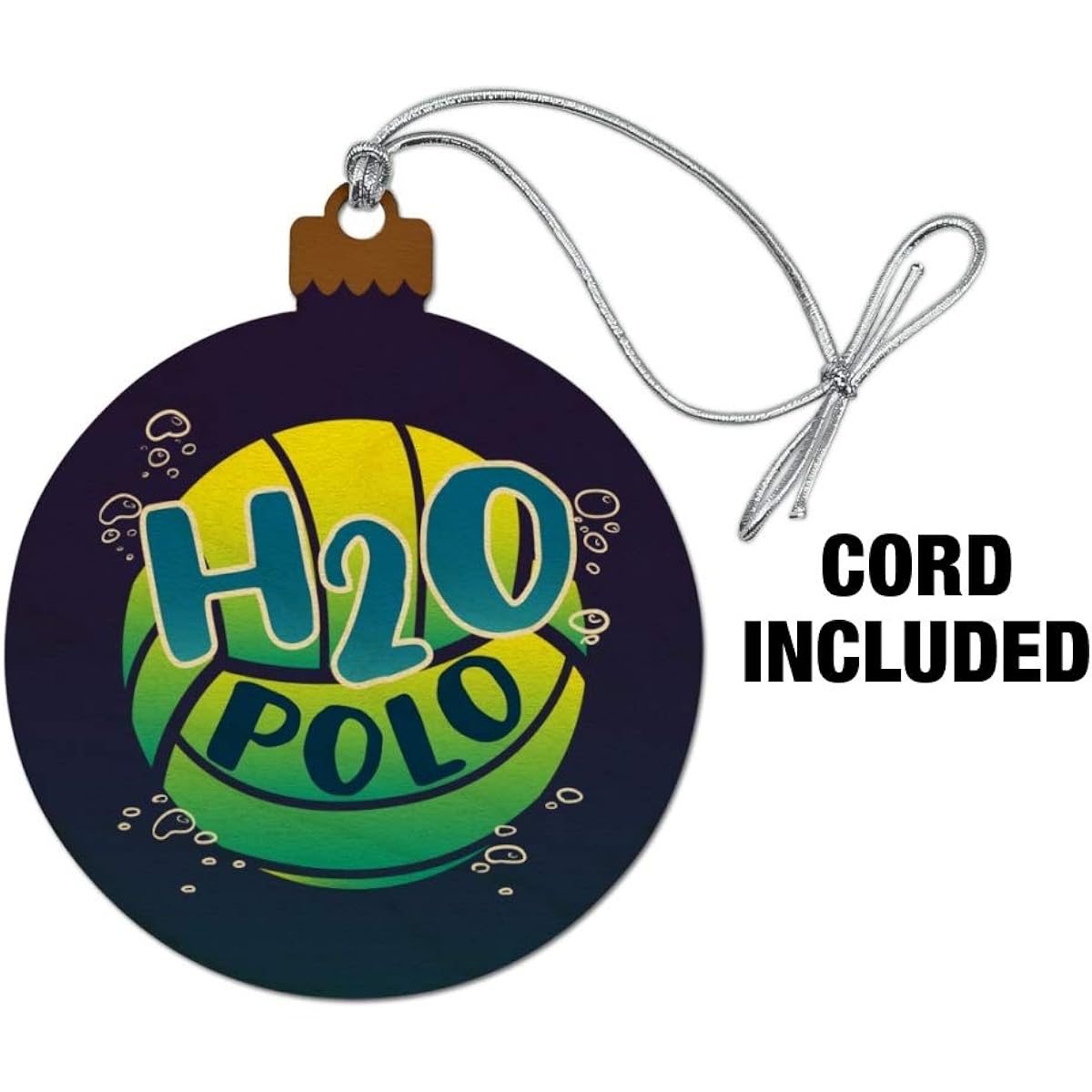 Water Polo Ball H2O Wood Christmas Tree Holiday Ornament