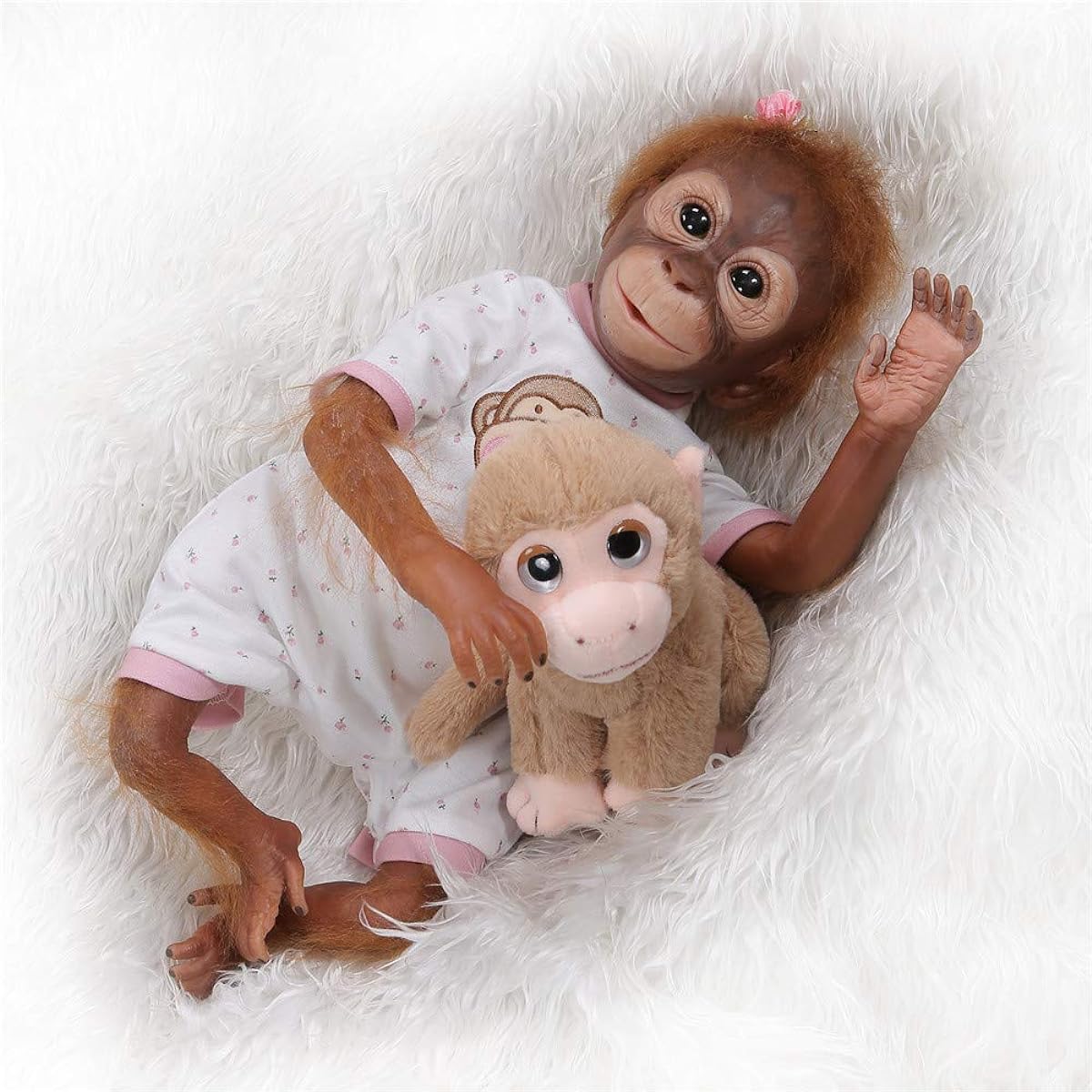 Anano Reborn Monkey Doll Realistic Looking Cloth Body Reborn Doll 20 Inch Gift Set for Kids Ages 3+