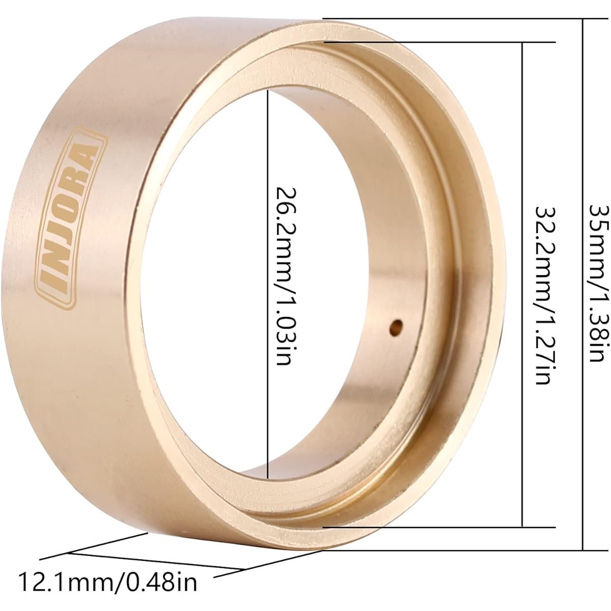 INJORA Brass Inner Ring Wheel Weights for TRX4M 1/18 RC Crawler Stock Tire Upgrade 29g/pc