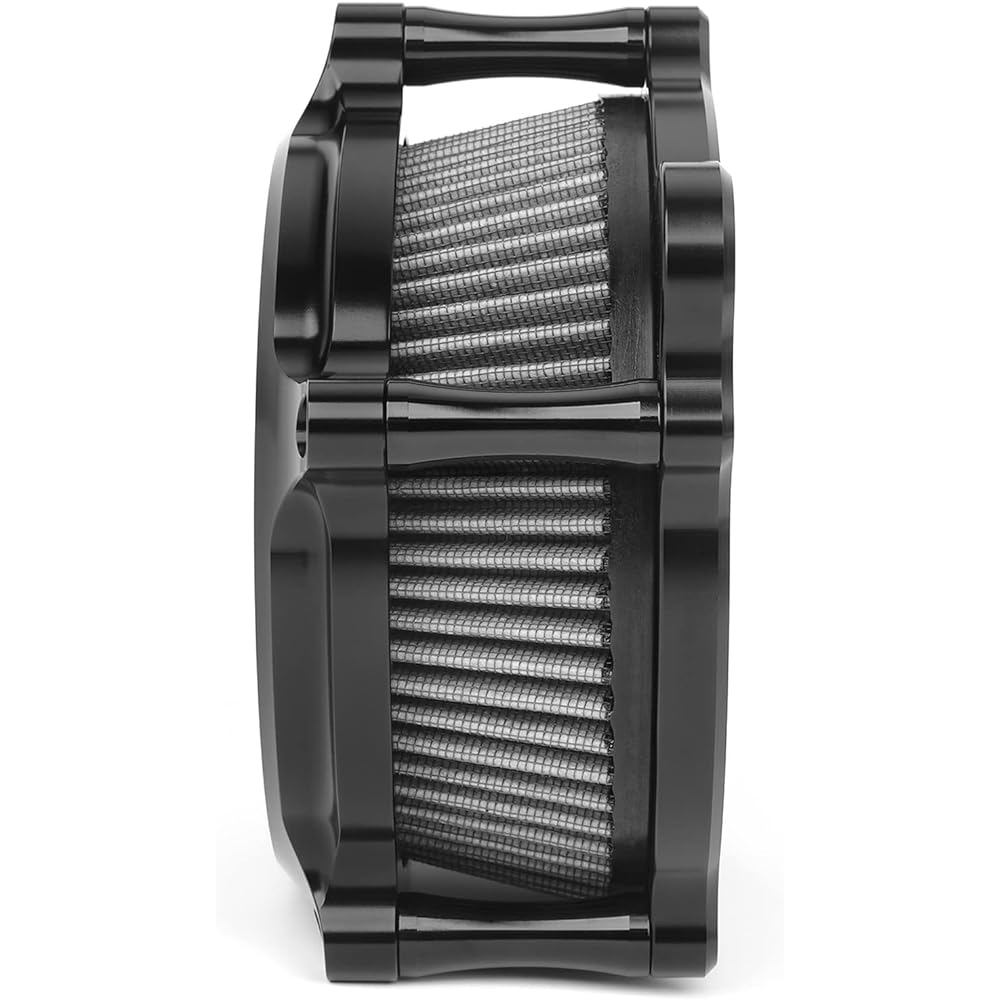 Bravema Motorcycle Air Filter CNC Air Cleaner Intake System Kit Harley Twin Cam EVO Dyna FXR 93-2017 Softail 2000-2015 Touring Street Glide 1993-2007 (Black)