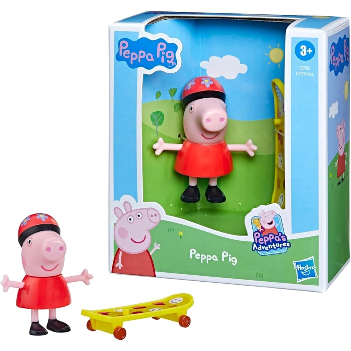 Peppa Pig - 3" 8cm Movable Articulated Figure & Accessory Set - Peppa Pig Skateboard & Danny Dog
