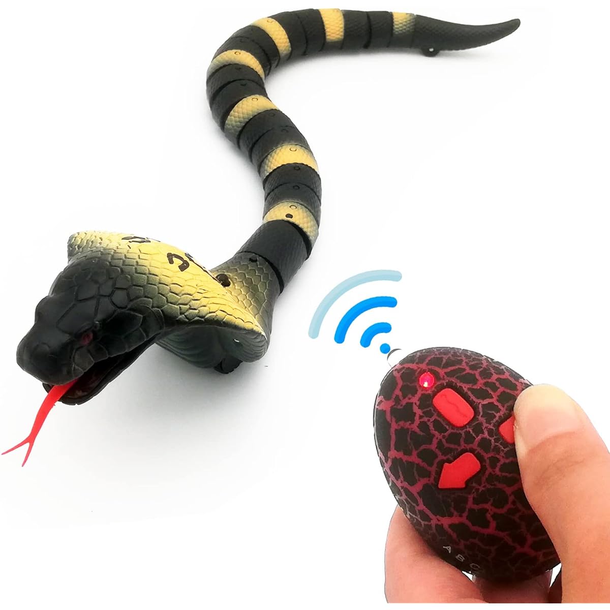 Gosyfeti Remote Control Snake Toy RC Real Cobra Joke Trick Prank Electric Control Snake Cat Pet Children Boys Adults Funny Birthday Gift (Gray)