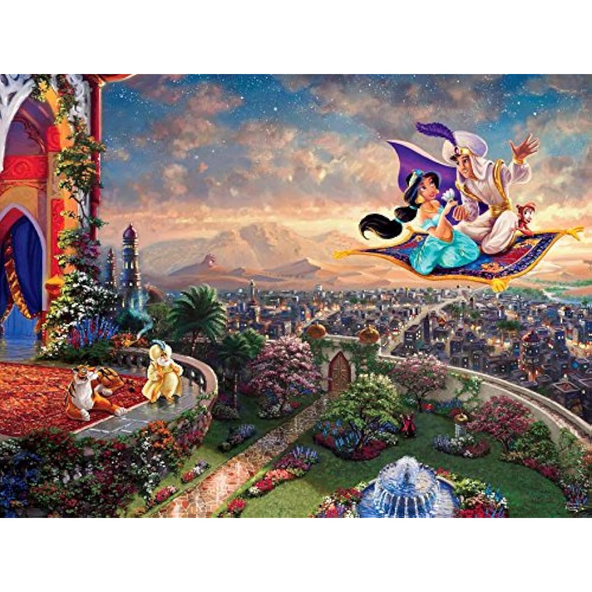 Thomas Kinkade's Disney Dream 4-Pattern Jigsaw Puzzle: The Little Mermaid, Beauty and the Beast, Aladdin, and Winnie the Pooh