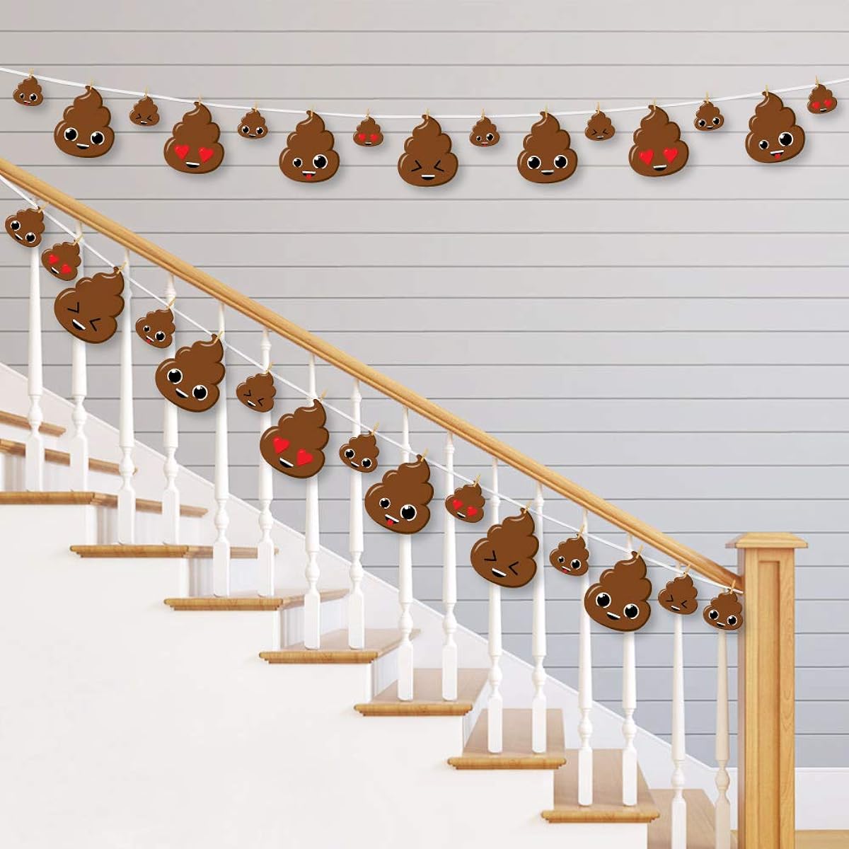 Big Dot of Happiness Party 'Til You're Pooped - DIY Poop Emoji Party Decorations - Clothespin Garland Banner - 44 Pieces