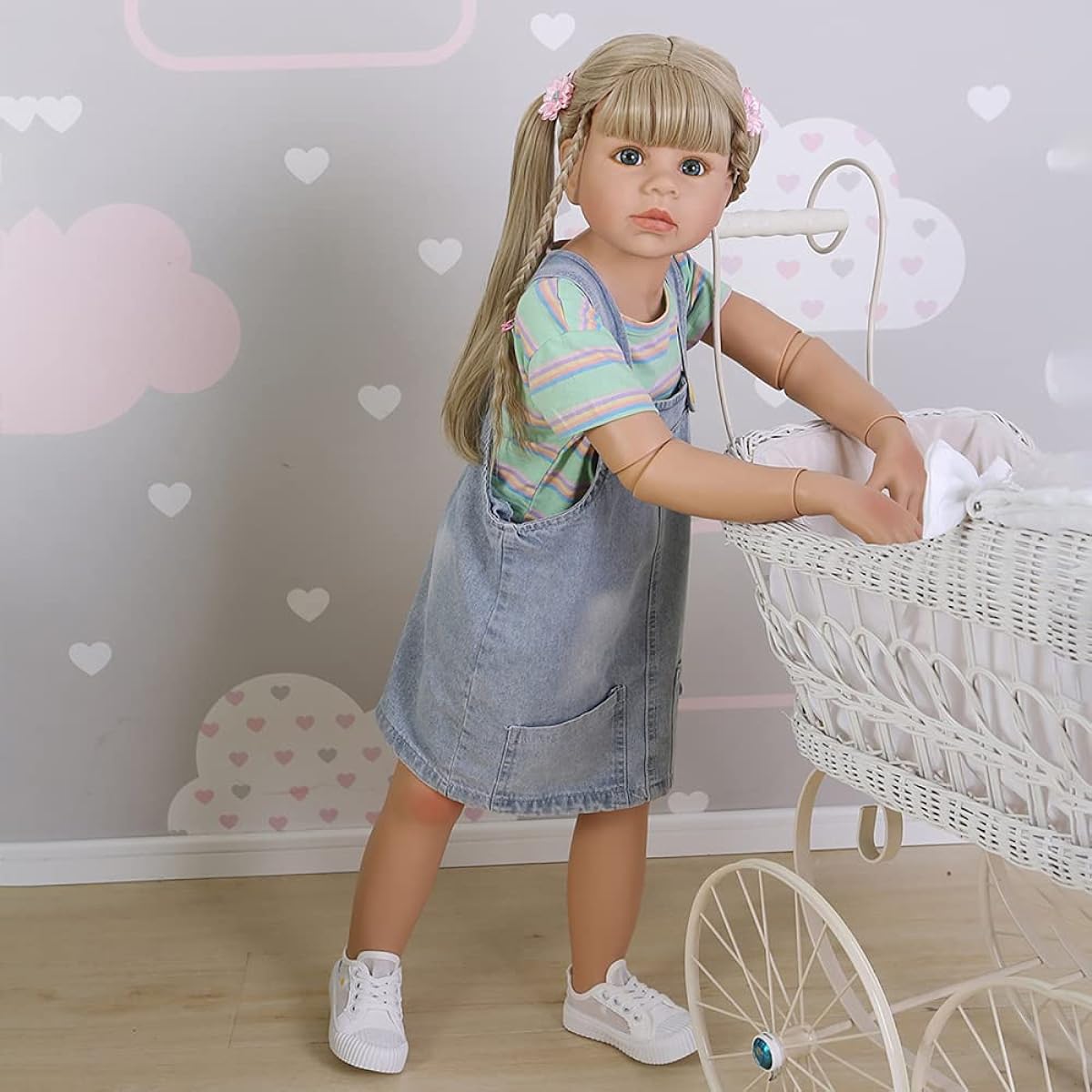 98CM Real Baby Dress Toddler Baby Girl Original Reborn Baby Doll 3-4 Years Old Can Stand Up Doll Ball Jointed Doll