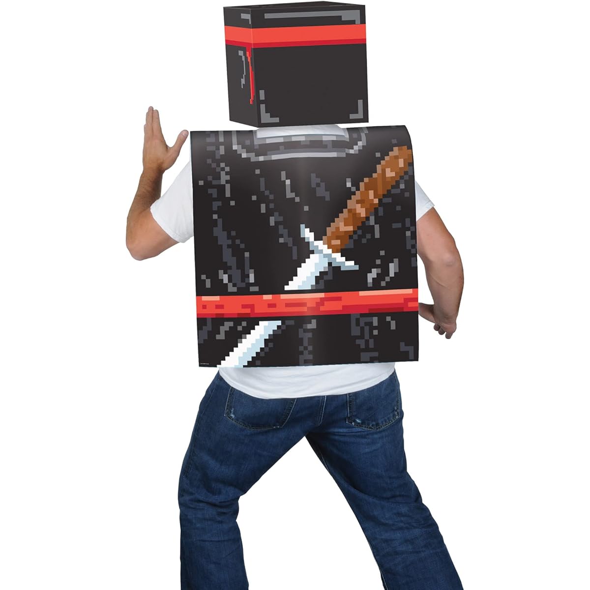 Beistle Plastic 8-Bit Ninja Vest Full Red/Black/Grey