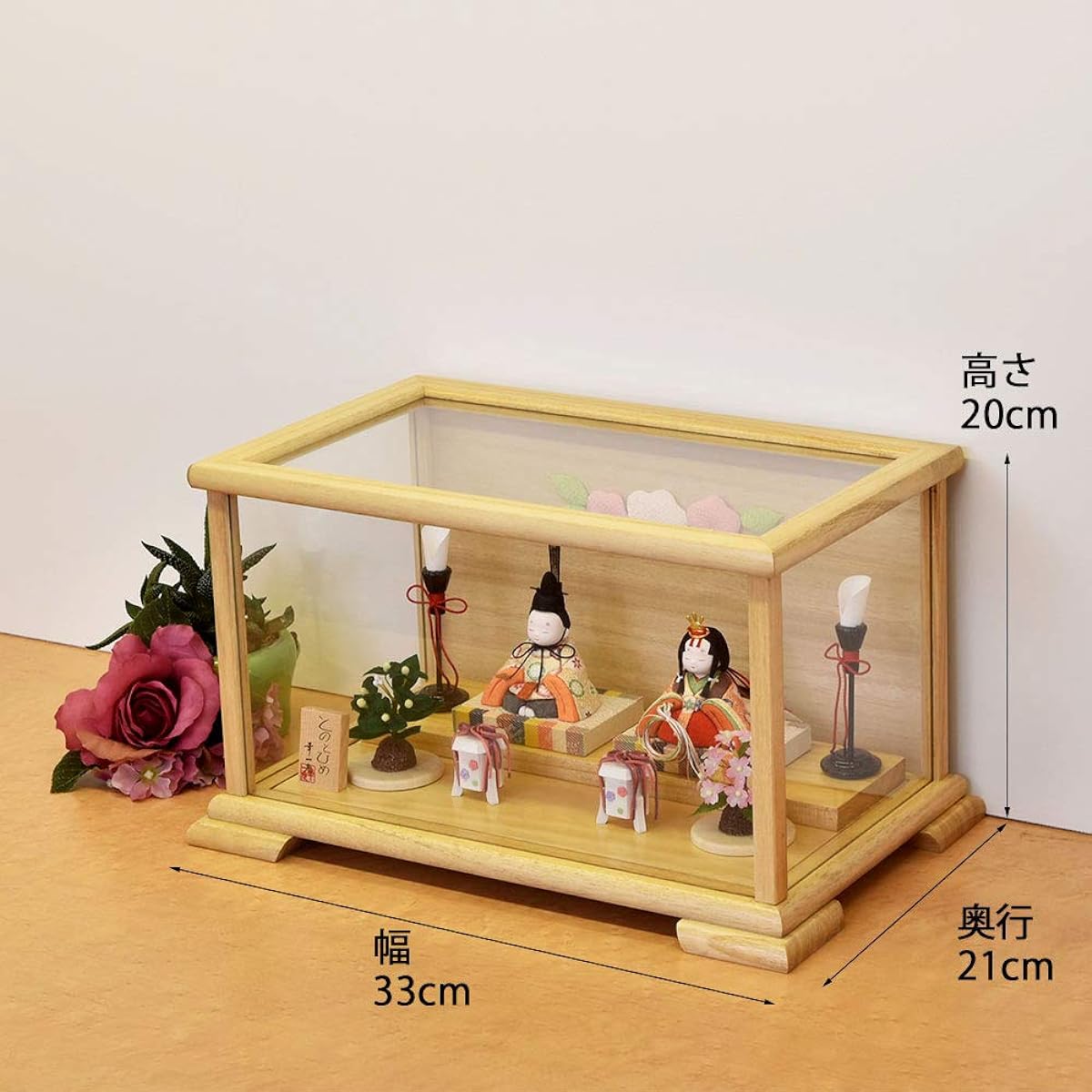 Hina dolls in a case, compact, case decoration, cute, Hina dolls, wood grain, white, stylish, round face, Koichimitsu, Jinya