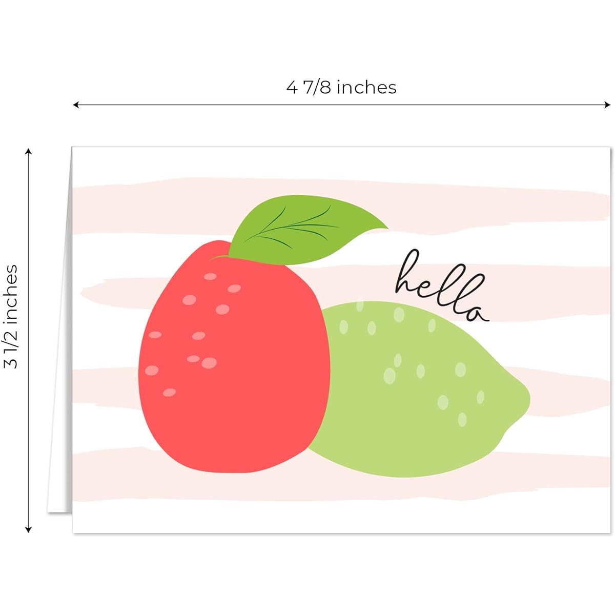 24 Adorably Illustrated Fruit Note Cards for All Occasions, 6 Greeting Cards and Envelopes, Bright Tropical Designs
