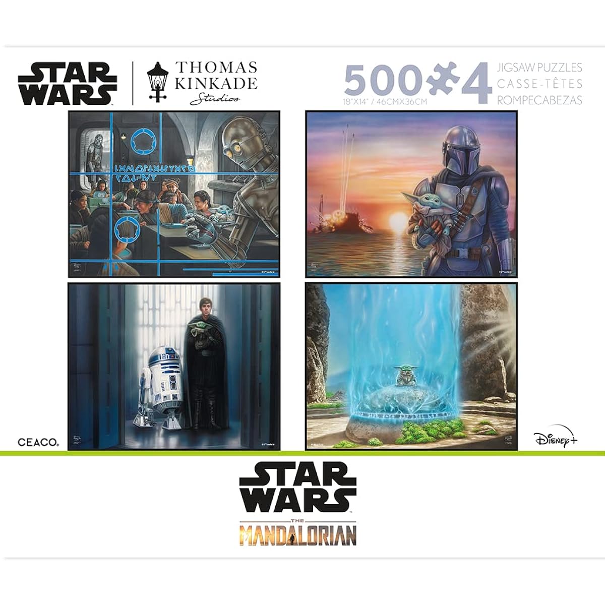 Ceaco - 4 in 1 Multipack - Thomas Kinkade - Star Wars The Mandalorian II - (4) 500 Piece Jigsaw Puzzles