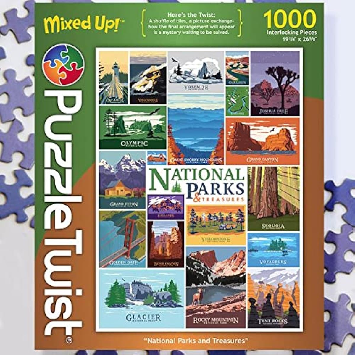 PuzzleTwist Jigsaw Puzzles | National Parks and Treasures | Mix-Up! Series | 1000 Pieces | Vacation Landmarks Family Entertainment