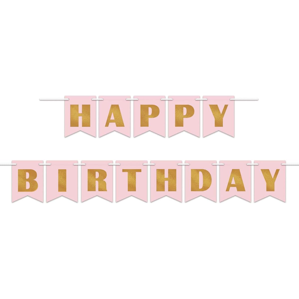 Beistle 59992 2 Foil Happy Birthday Streamers, 6" x 12", Pink/Gold