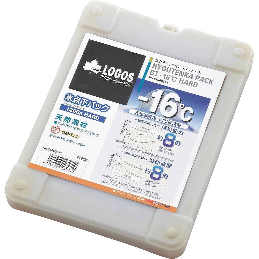 LOGOS Ice Pack, Sub-Freezing Pack GT -16 Degree Hard 1200, Long Time, Disaster Prevention, Made in Japan