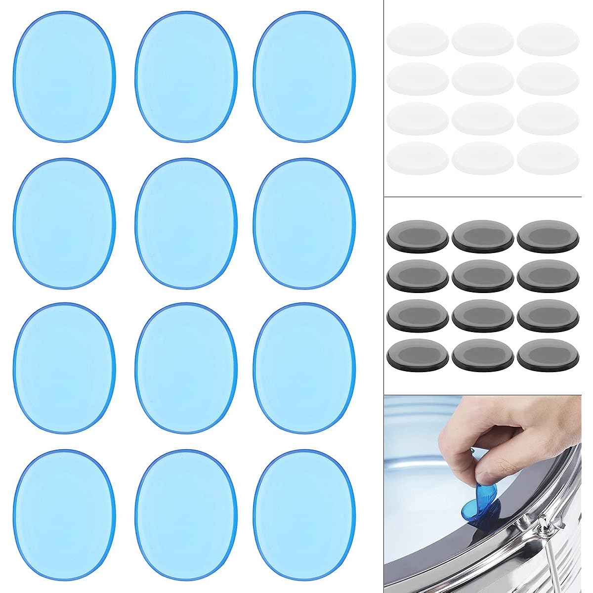 OriGlam Drum Damper 12pcs Drum Damper Soft Drum Silencer Drum Damper Gel Pad Drum Mute Tone Control (Blue)