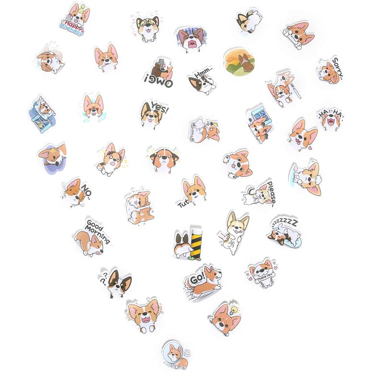 Corgi Themed Plastic Line Stickers (1 set)