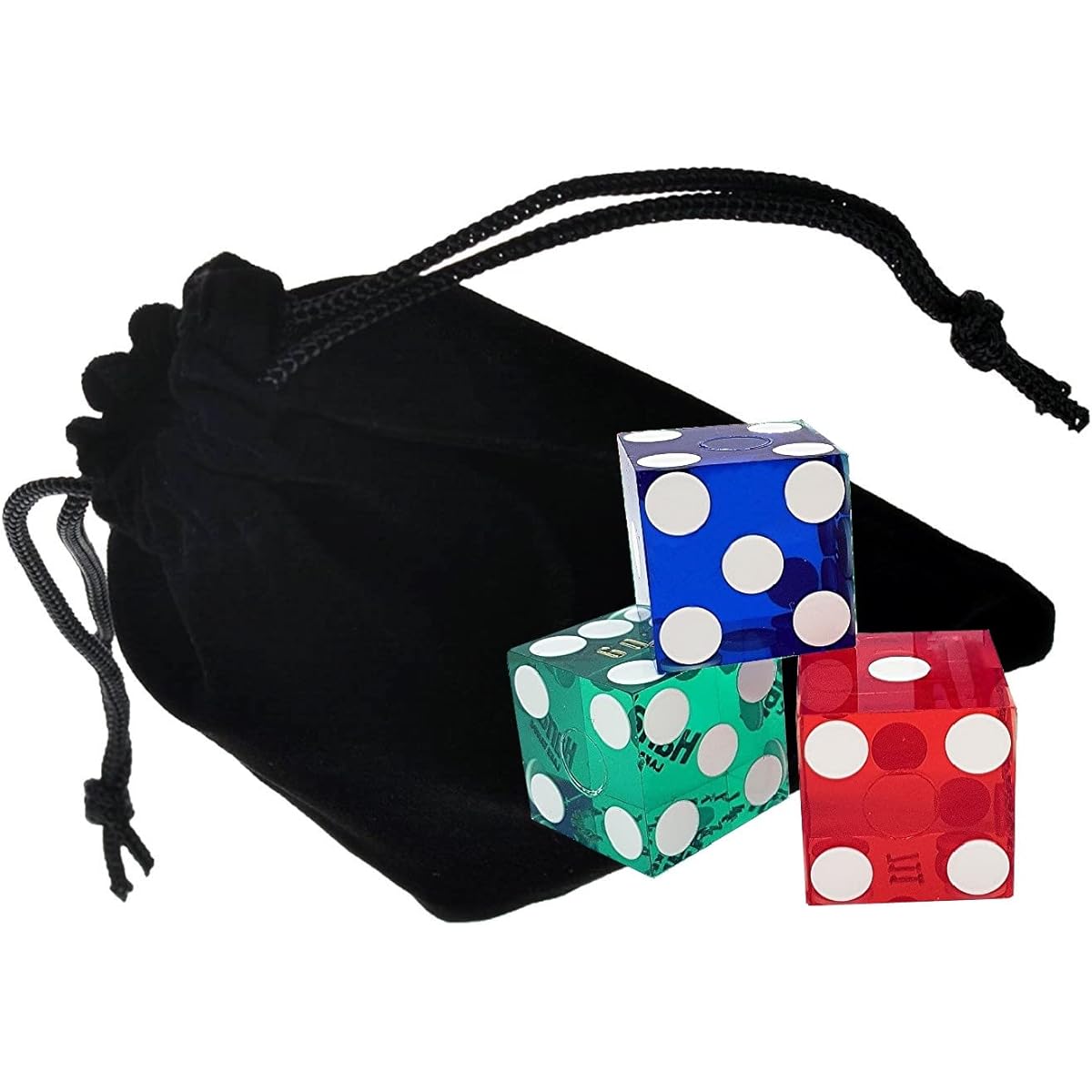 Las Vegas Casino Table Played Craps Dice - Set of 6 Random Assortments with De-Polished Finish and Storage Pouch (CyberDeal)