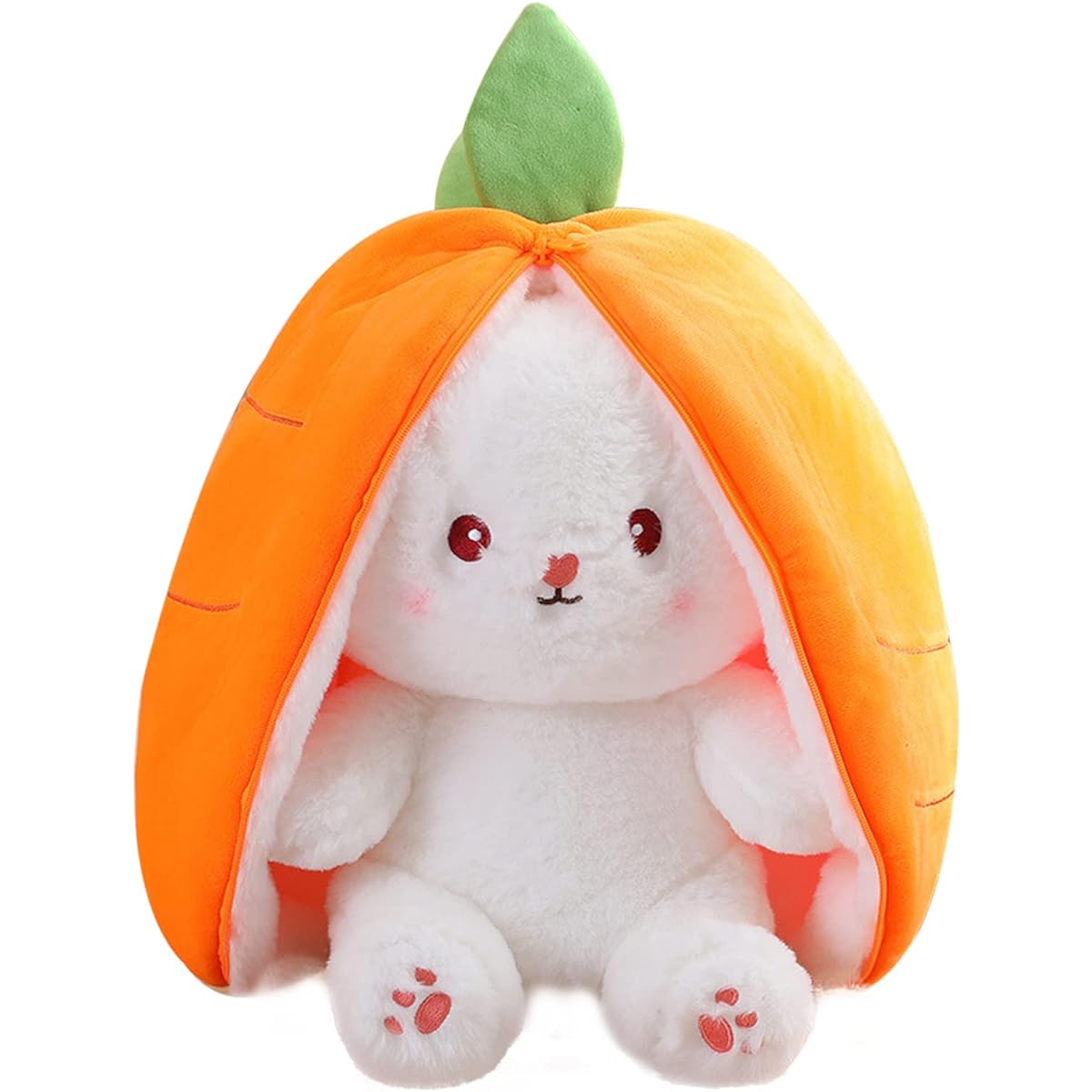 REYBEYOLA Easter Bunny Plush Toy Cute Rabbit Stuffed Hideaway Carrot Strawberry Bunny Pillow for Boys Girls (Orange, 9.82 inches)