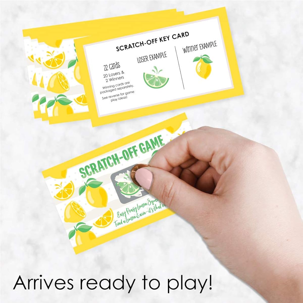 Big Dot of Happiness So Fresh - Lemon - Citrus Lemonade Party Game Scratch Off Cards - 22 Cards