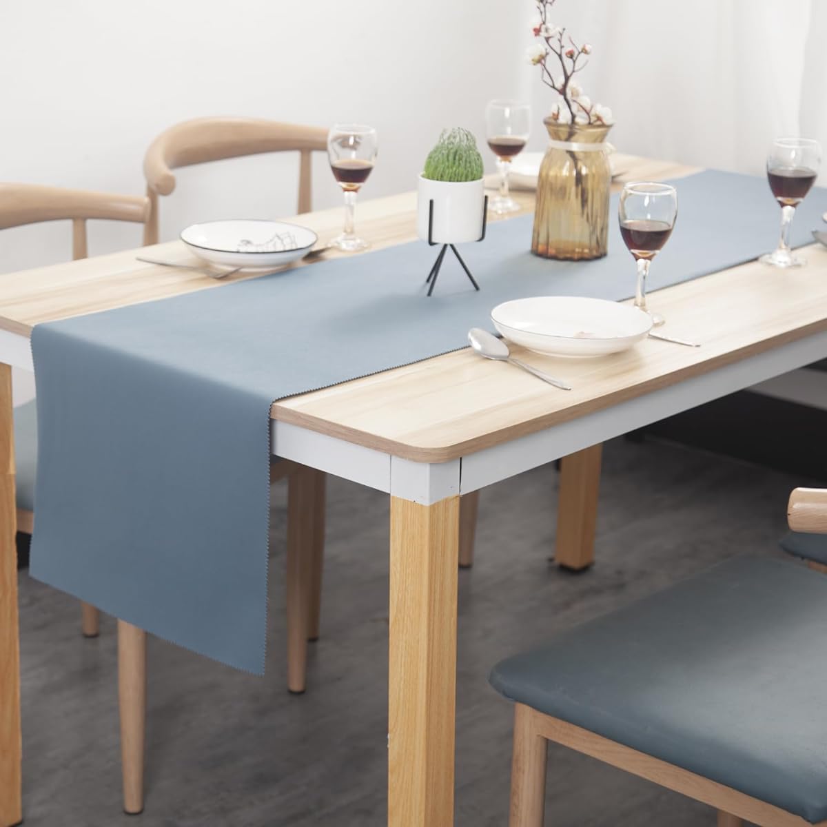 Mooson Farmhouse Table Runner - Perfect for Summer, Halloween, and Coffee Tables (Blue 14x48 Inches)