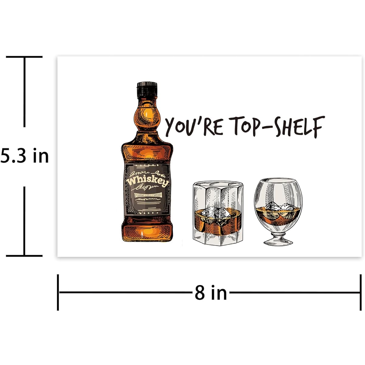 Unique Whiskey Card for Dad Grandpa Old Fashioned Birthday Card for Husband Grandpa Men You're Top-Shelf