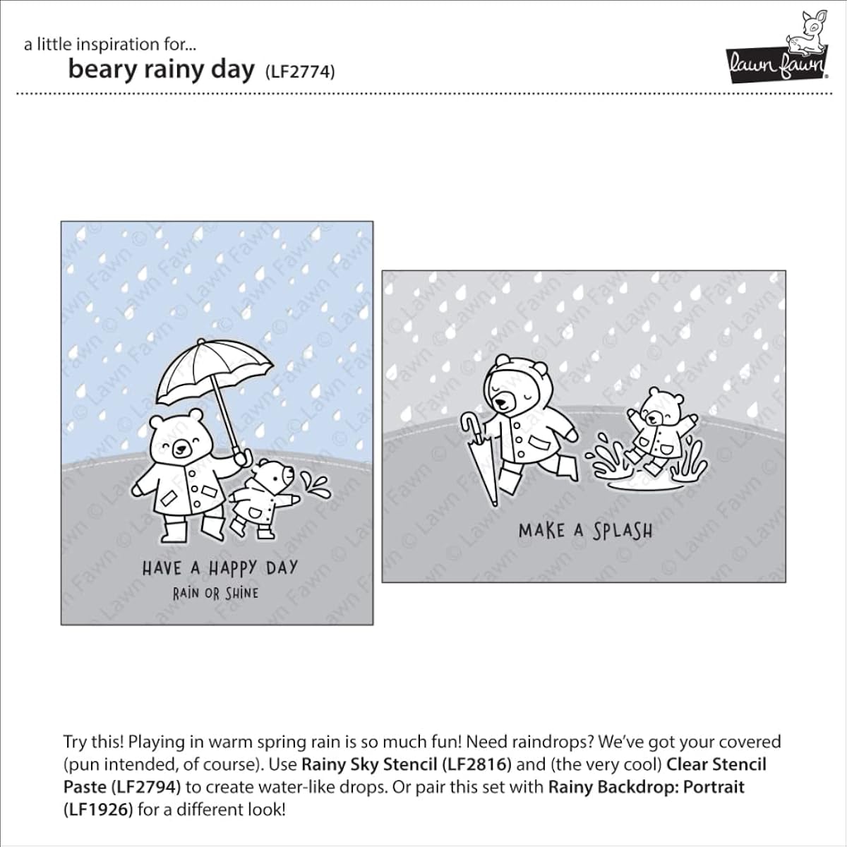 Lawn Fawn LF2774 Barely Rainy Day Clear Stamp Set