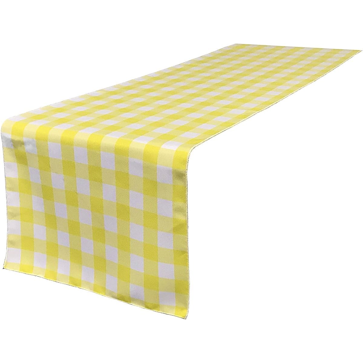 LoveMyFabric Checkered Country Style Gingham Poly Checker Table Runner for Wedding/Bridal Shower, Birthday/Baby Shower, Picnic, Parties & Special Events (Yellow, 12"X72")