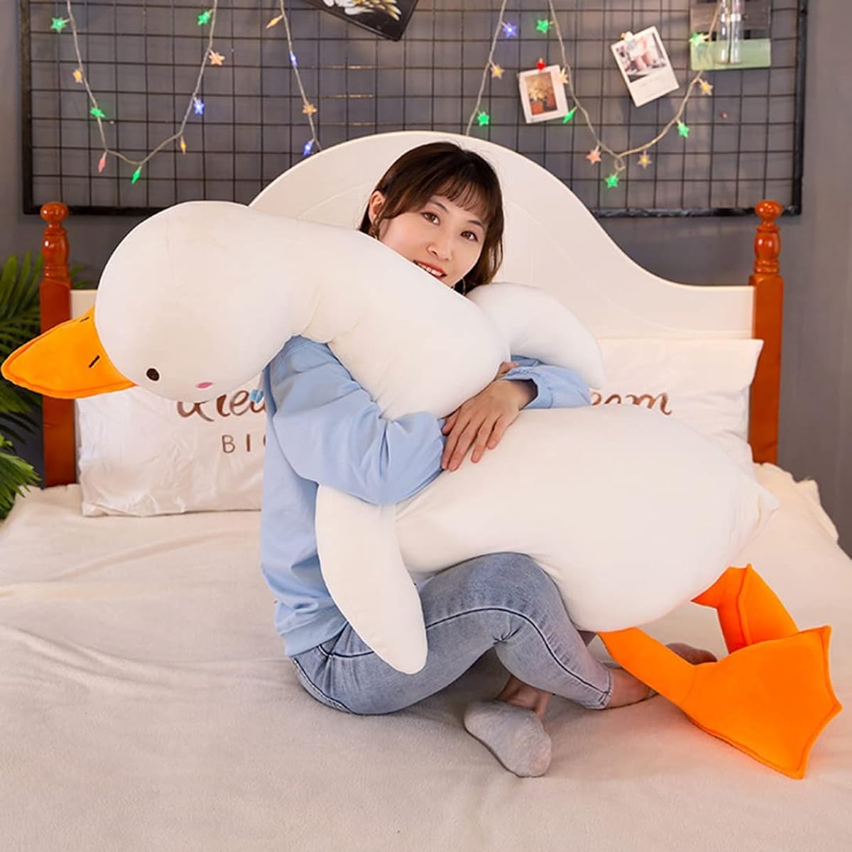 Stuffed Duck Body Pillow Soft Large Goose Long Cushion Hug Pillow Big Size Sleeping Pillow Toy Bedroom Living Room Gift Christmas Birthday Present 160CM