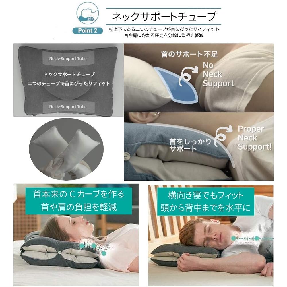 Weatherly Japan Cervical Support Zero Gravity Pillow Dullo Pillow Modal Cover Set Black Length 37 x Width 50 x Height 14cm
