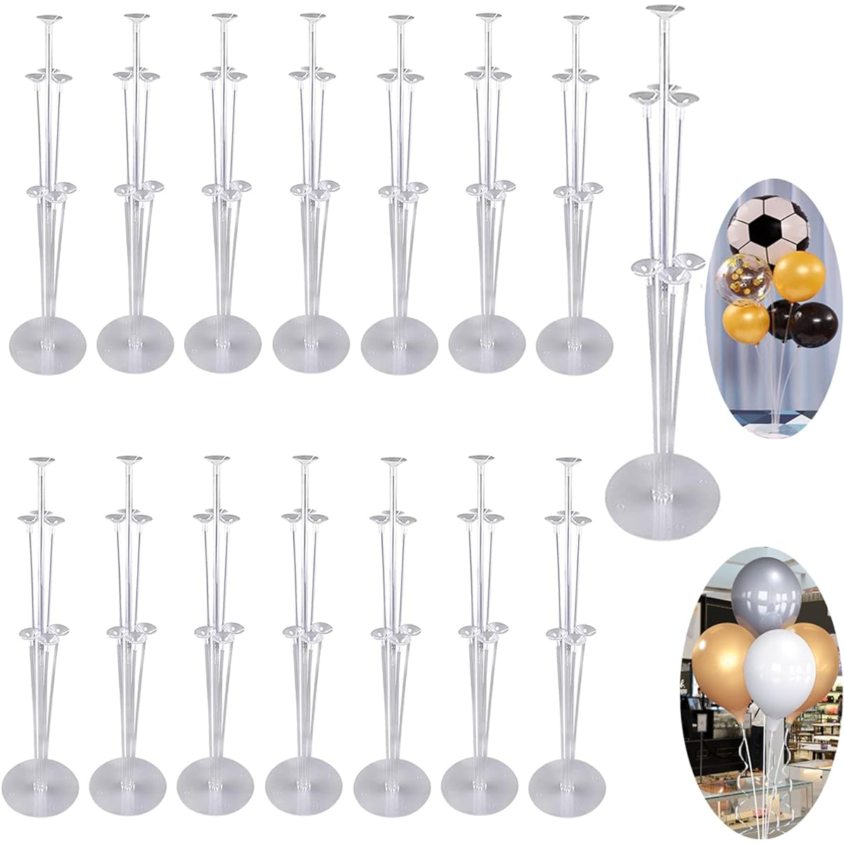 Balloon Stand Holder Kit 15 Sets 105 Sticks 105 Cups 15 Bases for Table Centerpieces Graduation Birthday Wedding Baby Shower Party Supplies Decorations Favors Tabletop Centerpieces Balloon Holder Stand