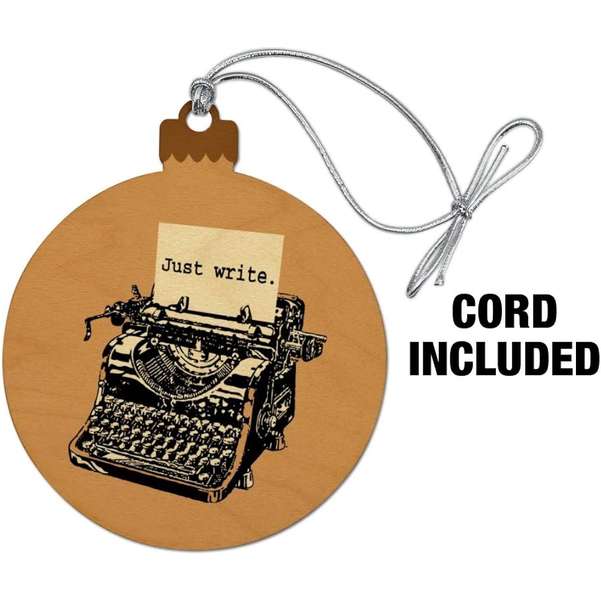 Just Writing Antique Typewriter Writer Wood Christmas Tree Holiday Ornament