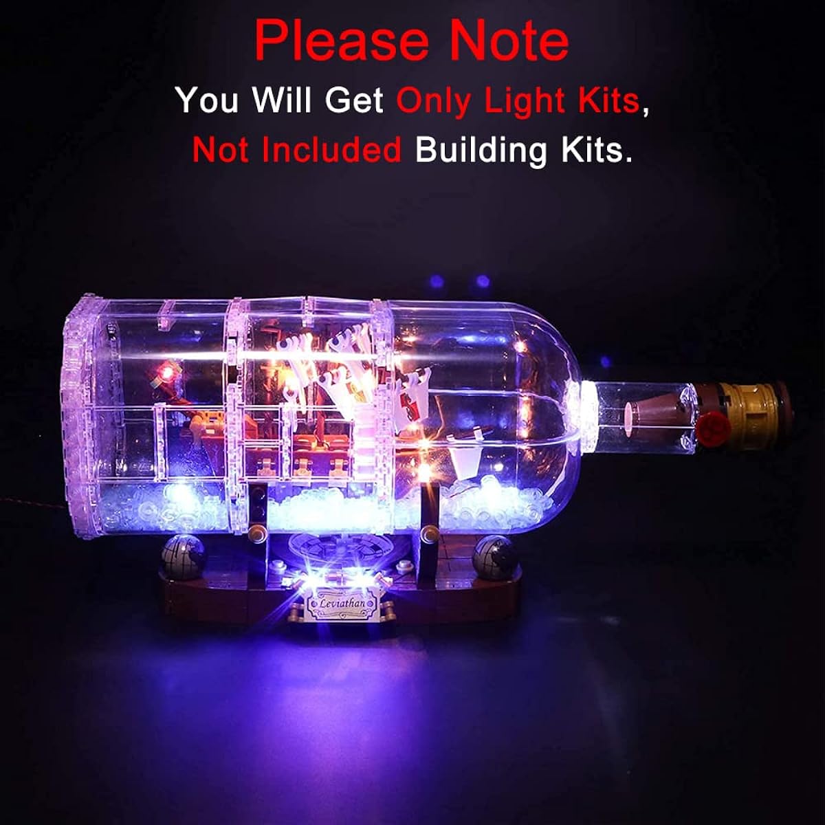 【New Version】LED Lighting Kit (Shipped in a Bottle) Building Blocks Model Light Set Compatible with Lego 92177 21313 (Lego set is not included).