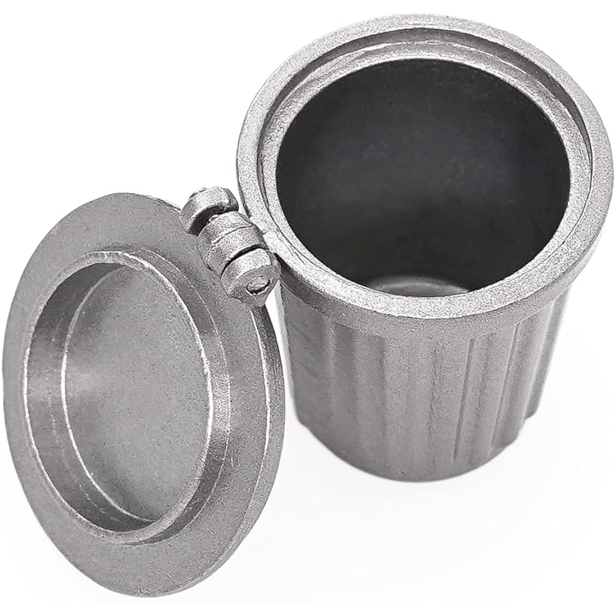 Odoria 1:12 Miniature Trash Can Garbage Tin Openable Metal Dollhouse Outdoor Accessories