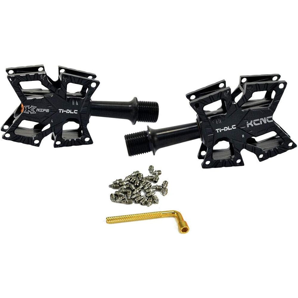 KCNC KNIFE Titanium Spindle Road Platform Pedals, Black, SK2191