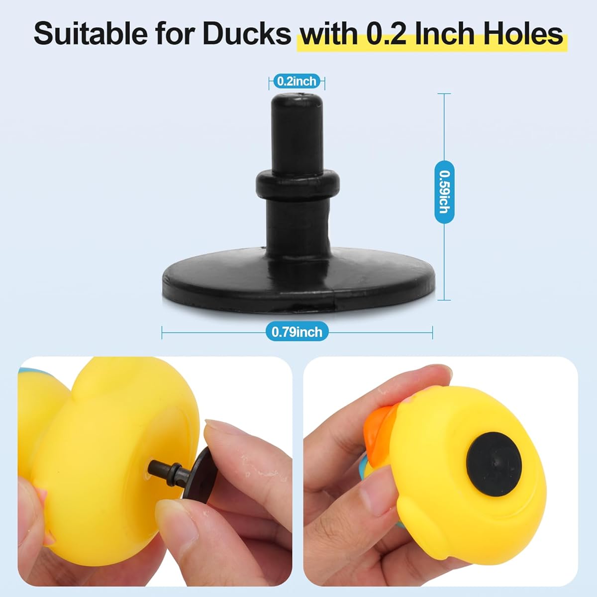 Rubber Duck Plug Holders 40 Pack Rubber Duck Display Mounts Black (Rubber Ducks Not Included)
