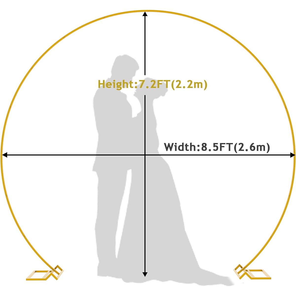 Wokceer Round Backdrop Stand 8.5ft Gold Wedding Arch Metal Circle Balloon Arch Frame Stand for Wedding Birthday Party Bridal Shower Anniversary Candy Table Decoration