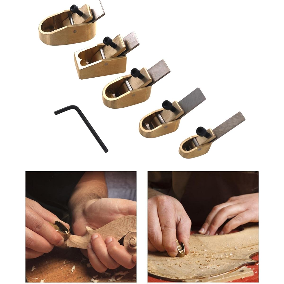 Kioware 5Pcs Violin Thumb Planer Violin Finger Planer Brass Repair Professional Luthier Tool Curved Smooth Surface Musical Instrument, Bronze